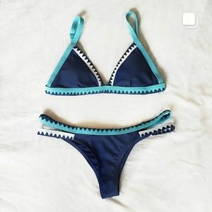 Blue stitched bikini